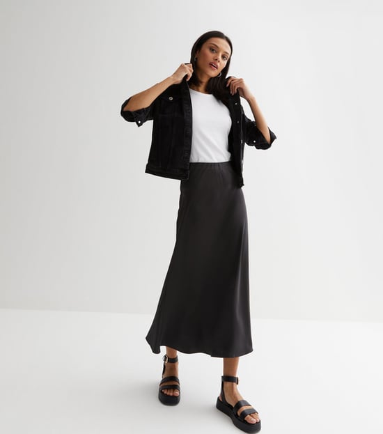 Satin Bias Cut Midi Skirt