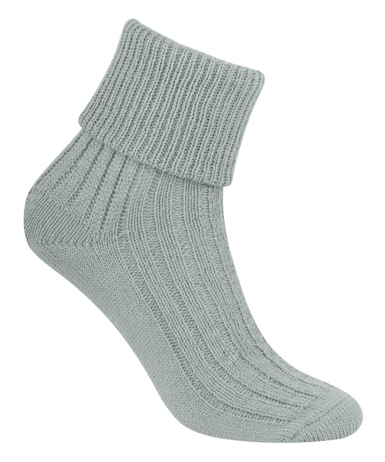 Damen Bettsocken aus Wolle | Steven | Superweiche, gemütliche Lounge-Schlafsocken in Hellgrau - Image 2