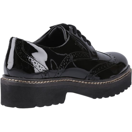 Pod Kortney Kunstleder Damen Schwarz Lack Brogues Schuhe - Image 2