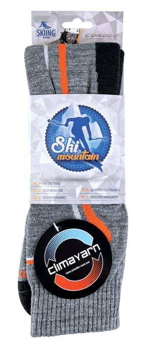 COMODO - Unisex Chaussettes Ski avec Laine Merinos Hautes Longues Genou - Gris - Image 2