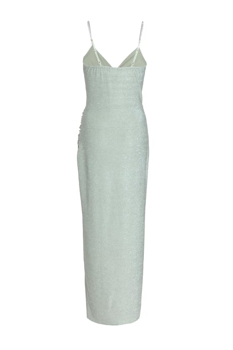 Sage Green Shimmer Wrap Maxi Dress - Image 5