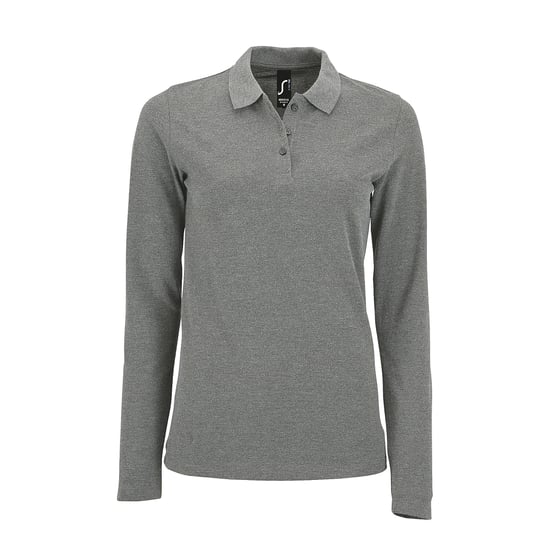 SOLS Womens/Ladies Perfect Langarm-Piqué-Poloshirt (Grau meliert) - Image 1