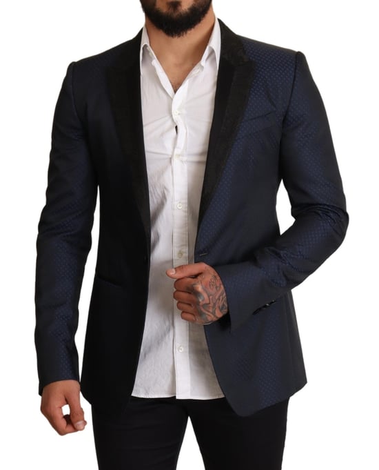 Dolce & Gabbana - Veste blazer MARTINI en laine bleue pour hommes, coupe étroite - Image 5