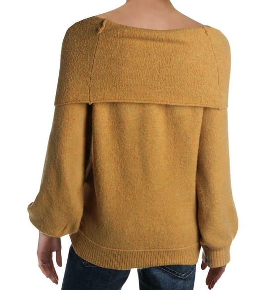 Free People Women's Sweater Yellow Overlay Pullover