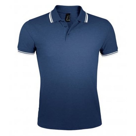 SOLS Mens Pasadena Tipped Short Sleeve Pique Polo Shirt (French Navy/White)