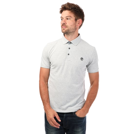 Men's Timberland Oxford Short Sleeve Polo Shirt in Grey