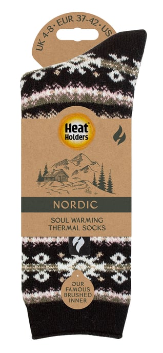 Ladies Nordic Socks | Heat Holders Lite | Leichte Thermo-Wintersocken für Frauen - Schwarz/Olive - Image 2