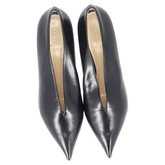 Celine V-Ausschnitt Spitz-Zehen-Pumps aus schwarzem Leder - Image 3