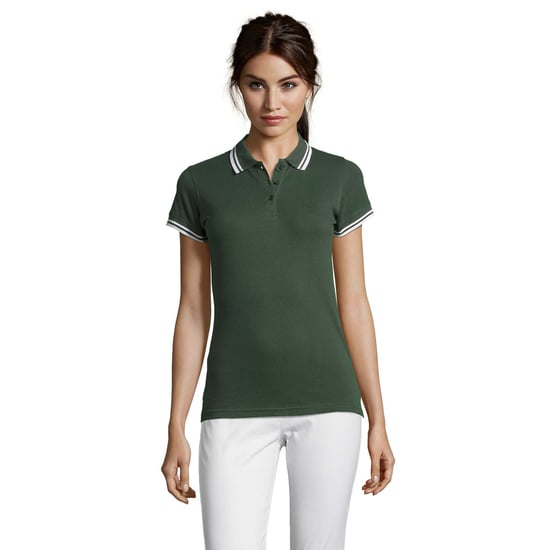 SOLS Womens/Ladies Pasadena Tipped Short Sleeve Pique Polo Shirt (Wald/Weiß) - Image 4