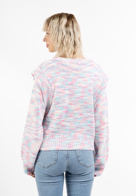 Mymo Strickpullover Damen Rosa Mehrfarbig - Image 4