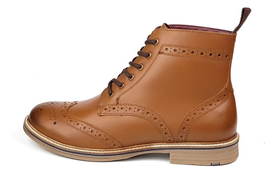 Frank James Bexley Leather Tan Brogue Mens Lace Up Boots