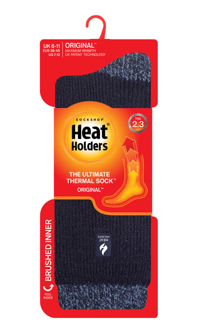 Wärmehalter - Herren extra dicke Thermosocken für den Winter | Warme flauschige Fleece isolierte Socken | Geschenke für Männer - Navy / Denim Ferse & Spitze (Berlin) - Image 2