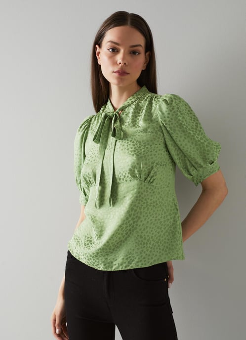 LK Bennett Marceau Woven Tops, Pistachio