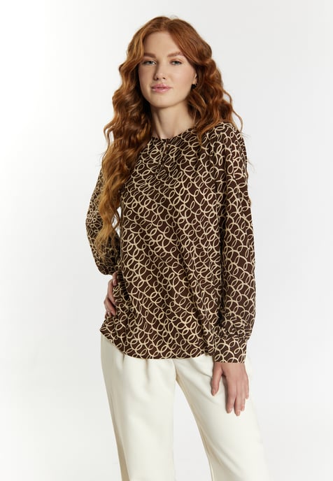 Dreimaster Langarmbluse Damen braunbeige - Image 3