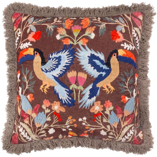 Wylder Mirrored Toucan Embroidered Feather Rich Cushion