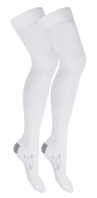 Medalin Saphena - 2 Pack Anti-Embolie Oberschenkel hohe Kompressionsstrümpfe | Klasse 1 Medical Grade - Weiß - Image 1