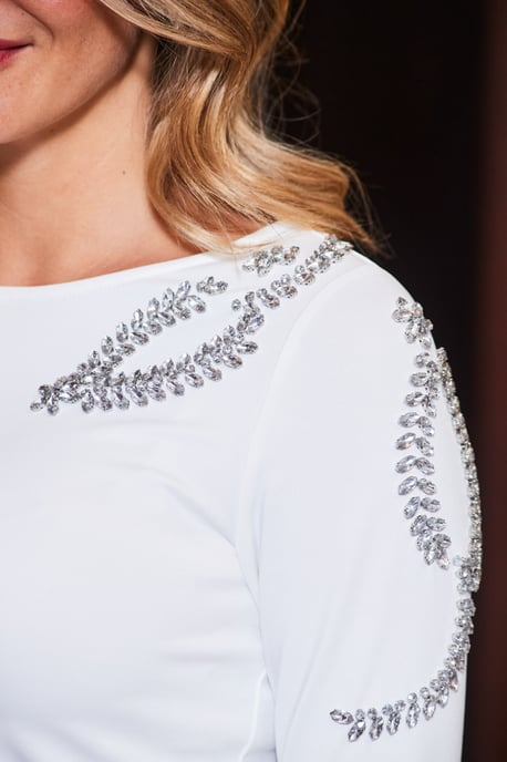 Ivory Embellished Detail Jersey Top