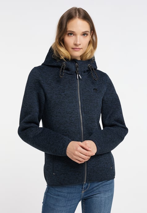 Schmuddelwedda Strickfleecejacke Damen Marine Melange Marine - Image 3