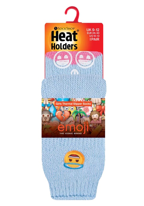 Wärmehalter - Kindercharakter rutschfeste 2.3 TOG Winter warme thermische Hausschuhsocken mit Greifern - Emoji Engelsgesicht - Image 2