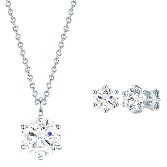 Set (necklace + stud earring) sterling silver embellished with swarovski crystals® white Rafaela Donata - Image 1