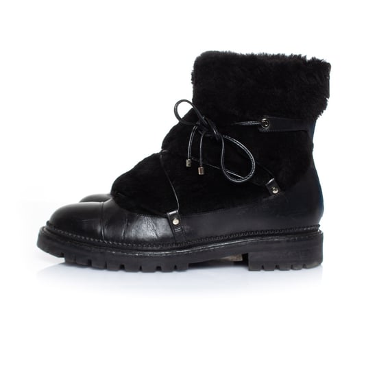 Fell-verzierte Leder Schnürstiefel - Image 2