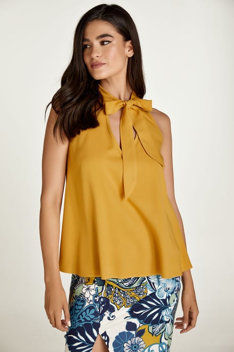 Mustard Tie Detail Sleeveless Top