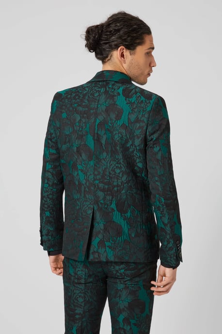 Gilmour Skinny Fit Green Floral Jacket