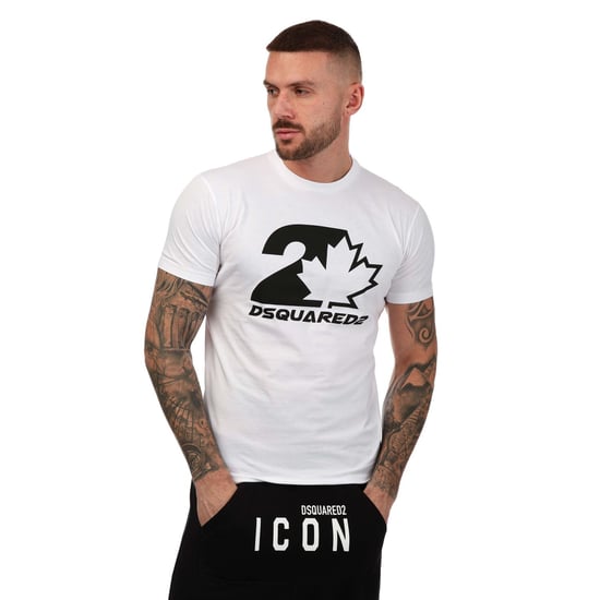 Herren Dsquared2 Ahornblatt Logo T-Shirt In Weiß - Image 1