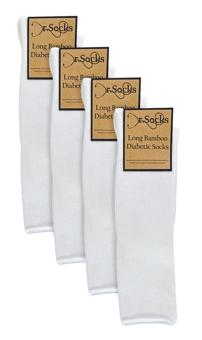 Herren-Kniestrümpfe für Diabetiker | Dr.Socks | Extra breite, lose, lange Bambussocken für geschwollene Beine - weiß - Image 2