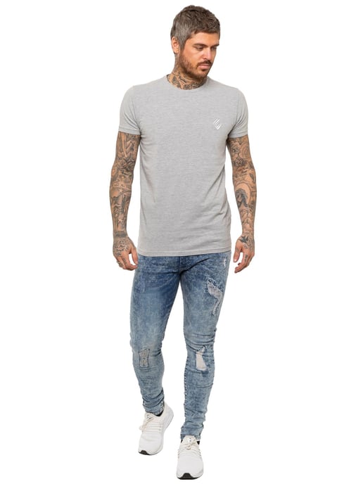 Enzo | Herren Skinny Stretch Ripped Jeans - Hellblau - Image 6