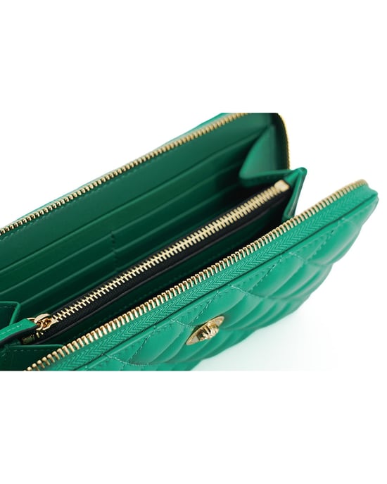 Authentic Versace Long Zip Around Wallet in Quilted Nappa Leather