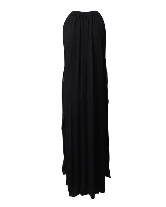 Lanvin Blumenapplikationen Abendkleid aus schwarzer Seide - Image 2