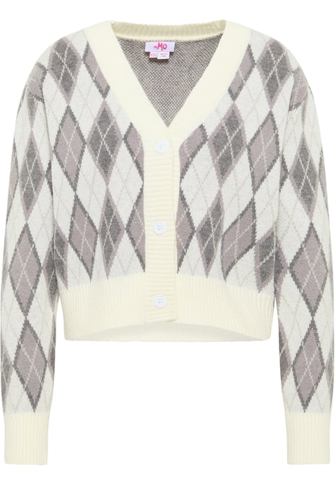 Mymo Strickjacke Damen Wollweiß Mehrfarbig - Image 1