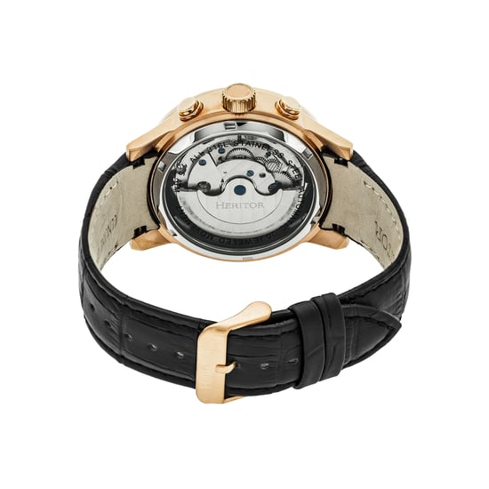 Heritor Automatic Hannibal Semi-Skeleton Leather-Band Watch