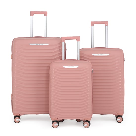 Hard Shell Pink Classic Suitcase 8 Wheel Cabin TSA Luggage Case Holiday Travel