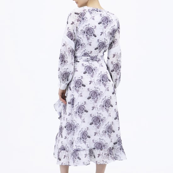 Wrap flower print dress