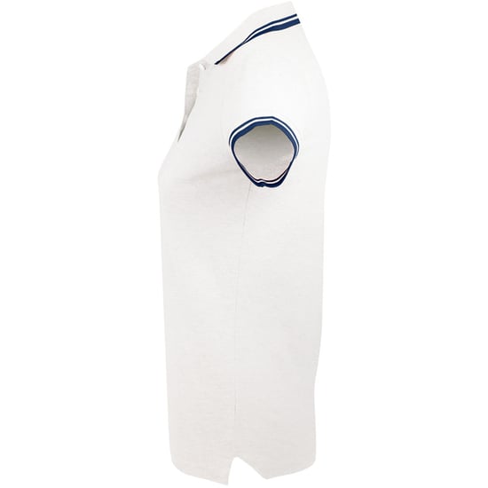 SOLS Womens/Ladies Pasadena Tipped Short Sleeve Pique Polo Shirt (White/Navy)