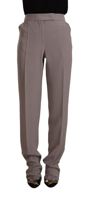 Armani Damen Braune Hohe Taille Seiden Tapered Lange Hose - Image 1