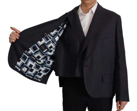 Dolce & Gabbana Blaues Leinen Formal Herren Blazer Herren Jacke - Image 3