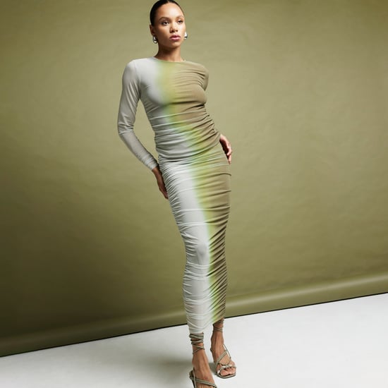 River Island Womens Midi Skirt Green Mesh Ombre Ruched