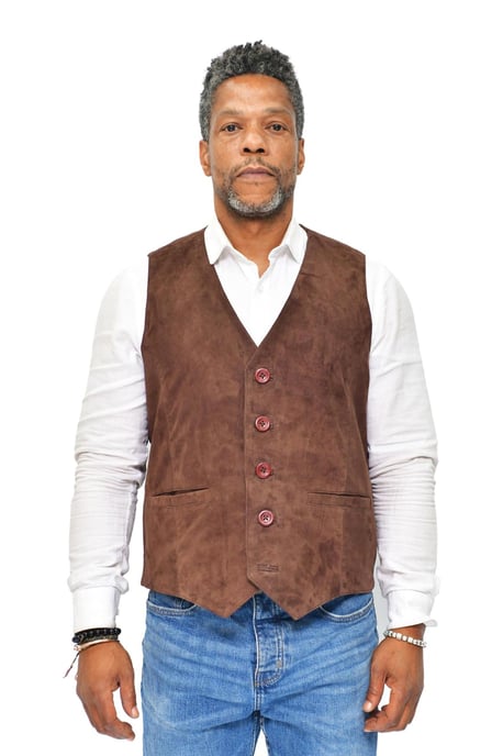 Mens Classic Goat Suede Leather Waistcoat-Norwich