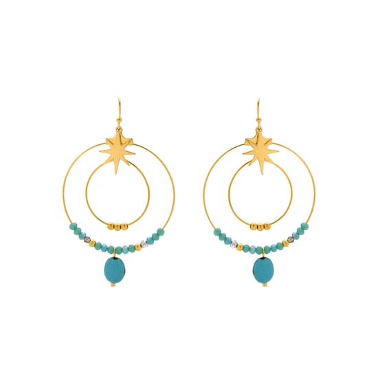 Luxenter Turquoise earrings finished in 18K yellow gold - Tuba