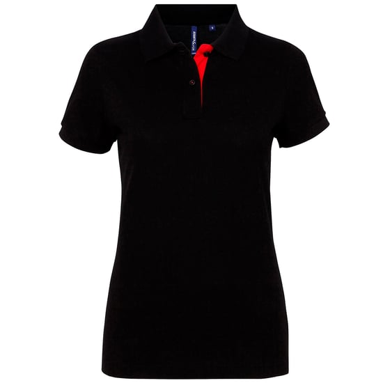 Asquith & Fox Damen/Damen Kurzarm-Poloshirt mit Kontrast (Schwarz/Rot) - Image 1