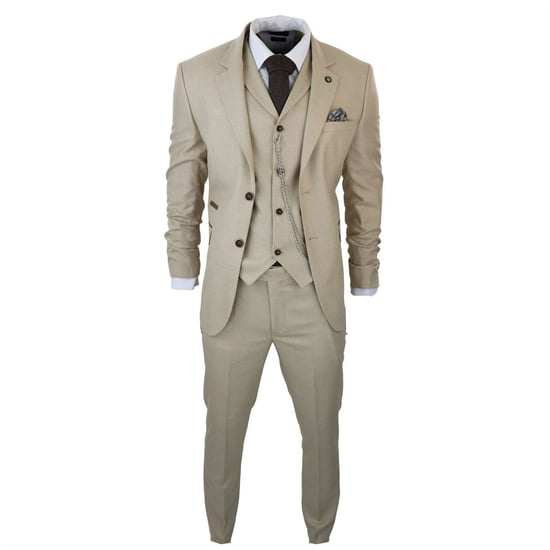 Herrenanzug im 3-Teiligem Cream Prince-of-Wales-Muster - Image 1