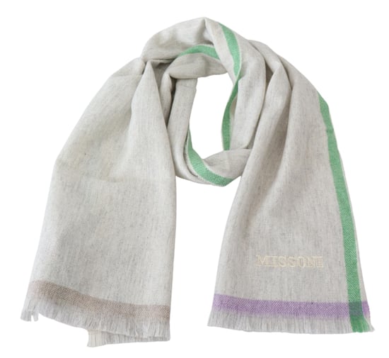 Echarpe unisexe beige 100% cachemire pour hommes Missoni - Image 3