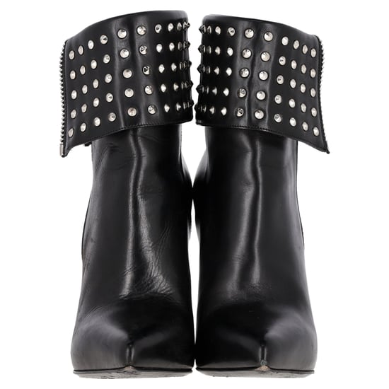 Saint Laurent Paris Faltbare Nieten-Stiefeletten aus schwarzem Leder - Image 3