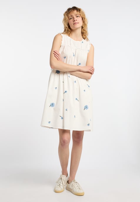 Dreimaster Midikleid Damen Wollweiss Blau - Image 2