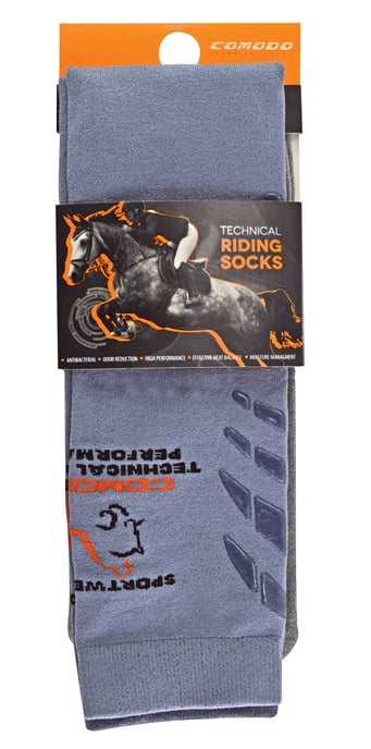 COMODO - Femme Chaussettes Equitation | Chaussettes Hautes Longues pour Eté - Gris Clair - Image 2