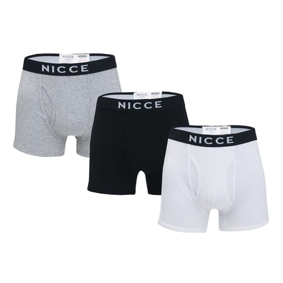 Men's NICCE Codular 3 Pack Boxer Shorts in Black Grey White