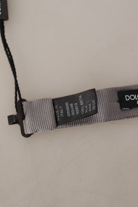 Dolce & Gabbana Gray 100% Silk Adjustable Neck Papillon Men's Tie
